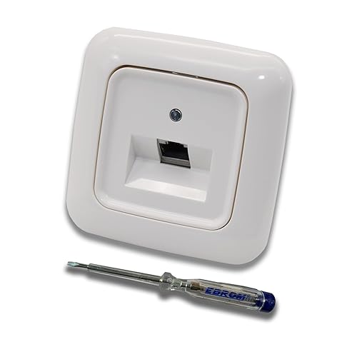 Busch Jäger, Rutenbeck Unterputz Netzwerkdose Ethernet 10 Gigabit/S (10GbE) KAT6A 6A - 1x RJ45 Anschluss in ReflexSi alpinweiß Rahmen und UAE Abdeckung inkl. EBROM Phasenprüfer zur Montage des Geräts - Cheap-Us