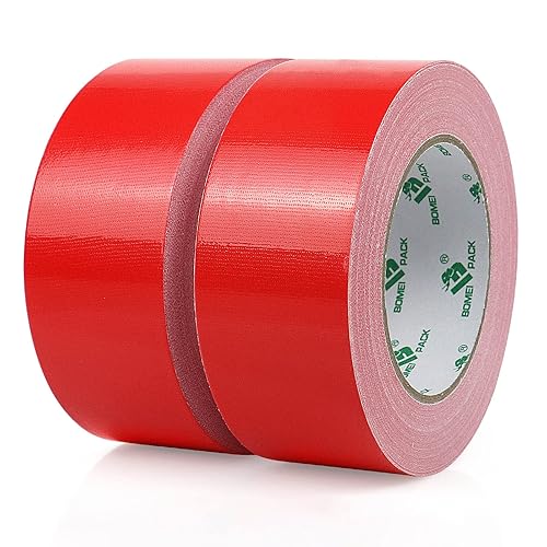 BOMEI PACK Premium Gewebeband 2 Rollen 50mmx30m Rot Panzertape mit exzellenter Klebkraft, UV-beständig, wasserfestes, Gewebeklebeband zur vielseitigen Anwendung - Cheap-Us