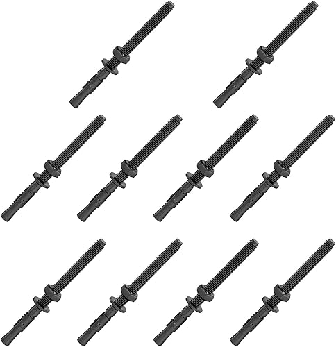 ORTAVA 10 Stück Schwerlastdübel M12 x 80mm, Bolzenanker M12 Edelstahl, Schwerlastanker, Edelstahl A2 V2A, Schwarzes Oxid, mit Unterlegscheiben und Muttern, für Maschinen, Geländer - Cheap-Us