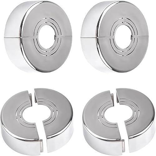 JOYOLA 4 Stücke Rosette Duscharmatur, Abdeckrosette 3 Größen in 1, Größenverstellbar Rosetten für Heizkörperrohre, Geteilte Rohrabdeckung Geeignet für Duscharmaturen, Wasserhähne, Heizkörper - Cheap-Us