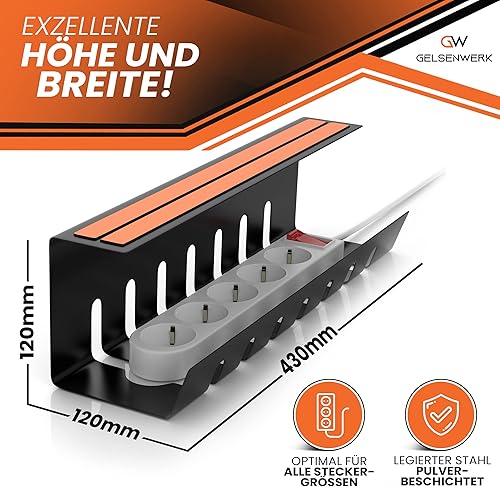 GELSENWERK® 2er Set Kabelkanal Schreibtisch Weiß ohne Bohren - Kabelhalter 43x12x12cm inkl. Kabelschlauch - Kabelwanne für ordentliches Kabelmanagement am Arbeitsplatz und Ordnung im Büro - Cheap-Us