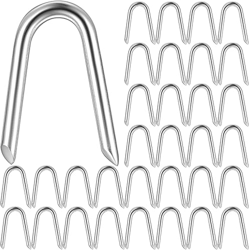 300 Stück Krampen U Nägel, U-Typ Stahlkrampen, Zaunklammern Krampen, Verzinkte U Nägel, Wand Krampen, U Klammer Nägel Befestigungsnägel für Netze, Maschendraht, Gewebte Zäune - Cheap-Us