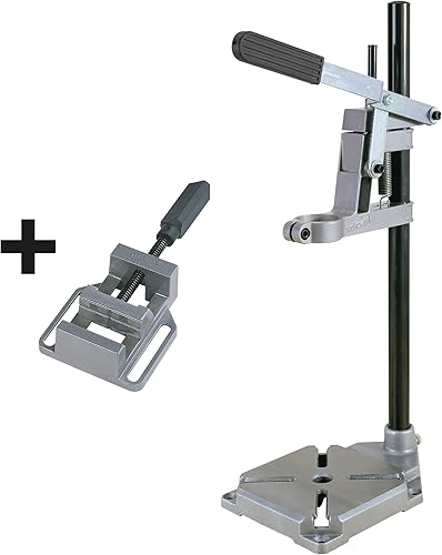 wolfcraft Bohrständer mit Schraubstock - 3406301 - praktisches Set zum exakten Bohren von Flächen, Rundmaterial, Leisten - Cheap-Us