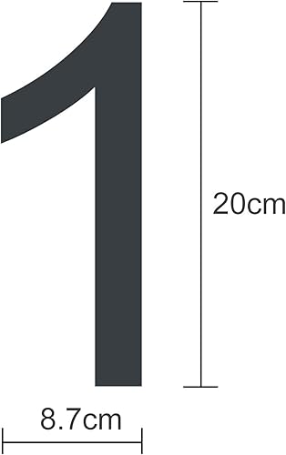 MOLVCE Hausnummer Anthrazit aus Edelstahl Höhe 20 cm, RAL 7016 Anthrazit Hausnummer Massivem Edelstahl Feinstruktur Pulverbeschichtet, Schrift Arial - Ziffer 1 - Cheap-Us