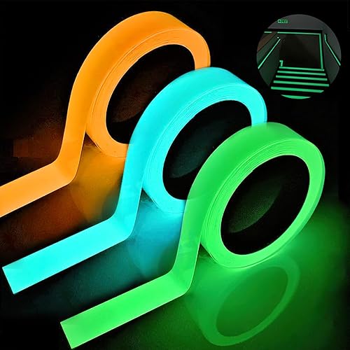 VOSSOT 3 Stück Fluoreszierendes Klebeband,Leuchtendes Band,Leuchtendes Klebeband 10m* 10mm,Nachleuchtend Markierungsband,Luminous Tape Wasserdicht,Warnband Selbstklebend,Tragbar - Cheap-Us