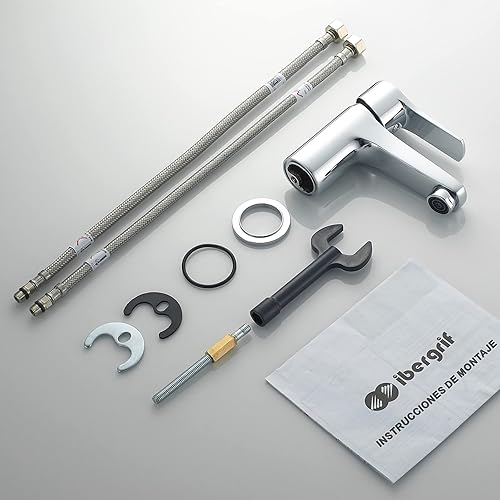 Ibergrif Wasserhahn Bad Einhebelmischer Chrom - Waschtischarmatur mit Wassersparfunktion, Anti-Fingerabdruck, Leichte Installation & Kalt/Warmanschluss, Modell M11057 - Cheap-Us