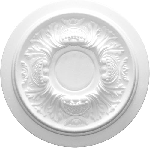 MARBET DESIGN Stuckrosette R-14, Ø 34cm - Deckenrosette weiß, aus EPS Styropor, Zierelement, Stuck, Wanddeko Wohnzimmer Lampe Polystyrol rund - Cheap-Us