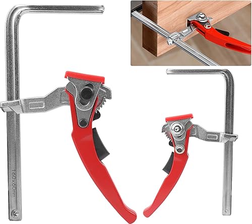 BIGP 2 Stück Zwinge, Ganzstahl-Tischzwinge mit Hebelgriff, Hebelzwinge, Schnellspanner mit 160mm Kapazität und 60mm Kehlentiefe zum Schleifen, Schneiden - Cheap-Us