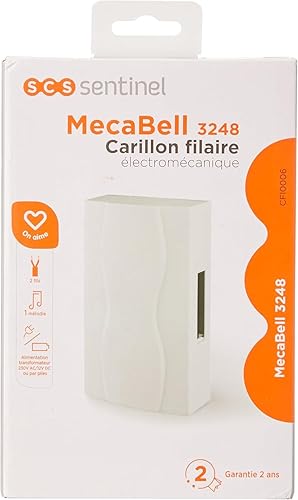 SCS Sentinel - CFI0006 - Drahtgebundener Gong - Elektromechanische drahtgebundene Türklingel - 1 Melodie - inkl. Schrauben und Anleitung - MecaBell 3248 - Cheap-Us