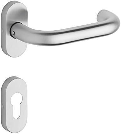 ROSTEX Edelstahl Drückergarnitur ALBACETE - Türbeschlag Set inkl. Oval Rosetten für PZ - geprüft nach EN1906 - Cheap-Us