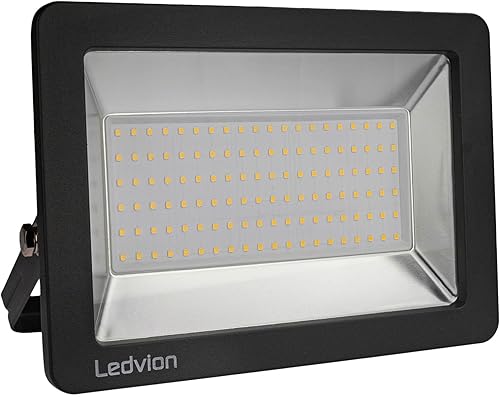 Ledvion LED Strahler, 100 Watt LED Fluter, 4000K Scheinwerfer, 12000 Lumen Arbeitsbeleuchtung, Außenstrahler IP65 Wasserdicht, Flutlicht mit Schnellanschluss - Cheap-Us