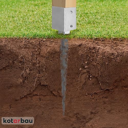 KOTARBAU® Einschlagbodenhülse 51 x 51 mm Länge 600 mm Feuerverzinkt Pfostenträger Stahl Einschlaghülse für Vierkantholzpfosten Bodenhülse Anker Erdanker Bodenanker für Holzpfosten - Cheap-Us