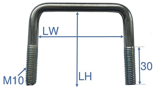 2x U-Bolzen, Bügelschraube verzinkt (M10 x LW122 x LH70 mm) - Cheap-Us