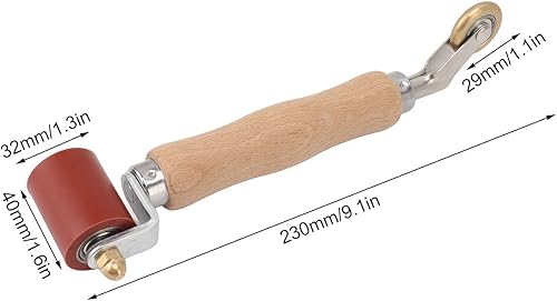 Profi Andrückrolle, Doppelkopf Nahtroller, 2 IN 1 Andrückwalze Rollen 40mm Silikon Andrückrolle 6mm Messing Bodenecke Nahtroller für Roofing PVC TPO Schweißwerkzeug und Klebenaht(Rot) - Cheap-Us