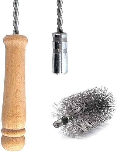 Schubstange Kesselstab FLEXIBEL Holzgriff M12 Länge 80cm + 50 mm Heizkesselbürste Kesselbürsten Ofenbürste Ofenrohr reinigen Reinigungsbürste - Cheap-Us