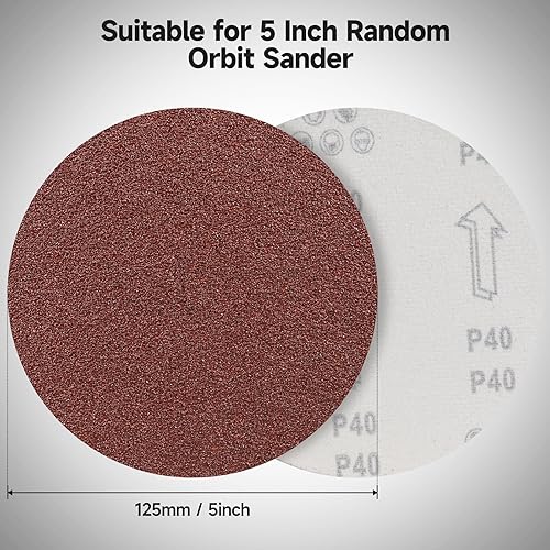 Sruhrak 100 Stück Schleifscheiben 320 Körnung, 125mm Ohne Loch Klett Schleifpapier für Exzenterschleifer - Cheap-Us