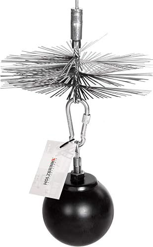 HOLZBRINK 275mm Kaminbesen FEDERSTAHL + Zuggewicht + 16m Flexstange + Karabiner - Schornsteinbesen Besen Kamin reinigen Schornstein gemauert - Cheap-Us