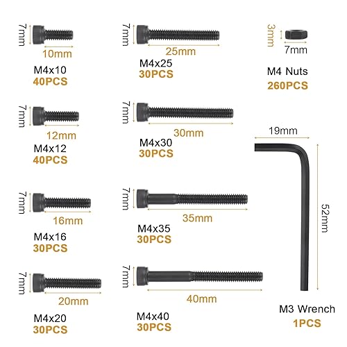 Gueenky 450 Stück Innensechskant Schrauben Kohlenstoffstahl, M5 x 12/16/20/25/30/35/40mm Zylinderschrauben mit Innensechskant Maschinenschrauben Schwarz Schrauben mit Muttern und Sechskantschlüssel - Cheap-Us