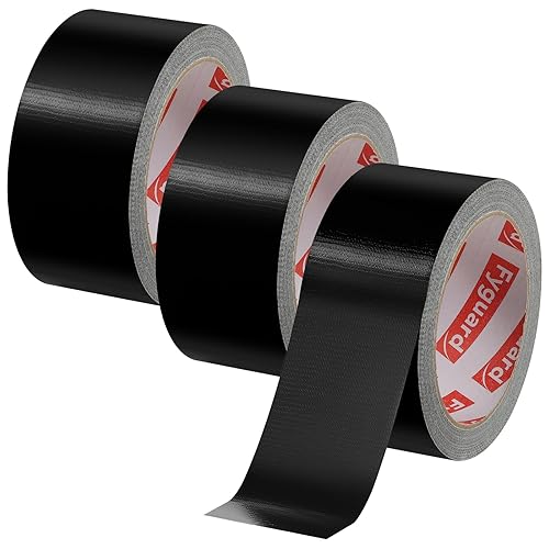 Fyguard 3 Rolle Panzertape, 48mm x 18m Panzerband Schwarz Wasserdichtes Reparaturband Gewebeband 210μ Gaffa Tape Handreißbar zum Innen & Außen Reparieren Befestigen Bündeln - Cheap-Us