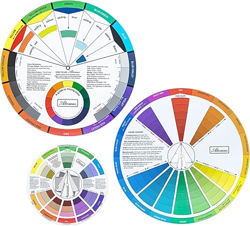 Mcbazel 3 Stück Color Wheel,Maler Zubehör Farbrad Set, Farbmischrad Farbkreis Drehscheibe für Kreatives Malen und Airbrush-Design mit 360° Drehbarkeit für Malen, Design und Makeup - Cheap-Us
