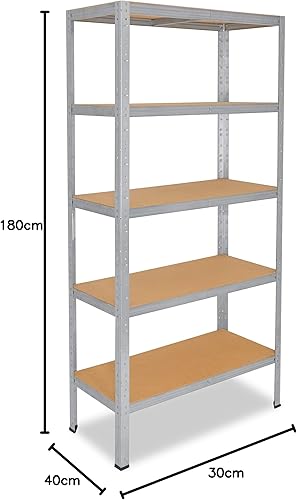 shelfplaza® 180x80x40cm HOME Schwerlastregal verzinkt/Metallregal mit 5 Böden/Kellerregal Metall, Garagenregal, Werkstattregal oder Regal Lagerregal/Steckregal Metall mit 175kg Tragkraft - Cheap-Us