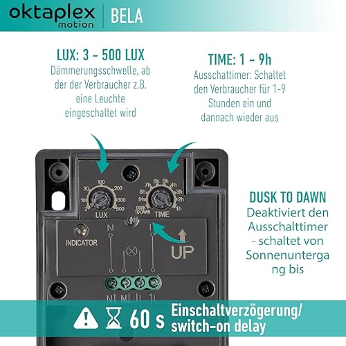 Oktaplex Bela Dämmerungsschalter Aussen mit Ausschalttimer IP65 230V anthrazit einstellbarer Dämmerungssensor - Cheap-Us