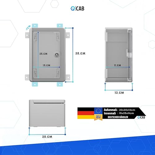 QCAB Wasserdichter Verteilerkasten für den Außenbereich | IP65 | ABS Kunststoff Gehäuse außen | Schaltkasten | Stromkasten | Steckdosenkasten Garten… (30 x 40 x 17 cm) - Cheap-Us