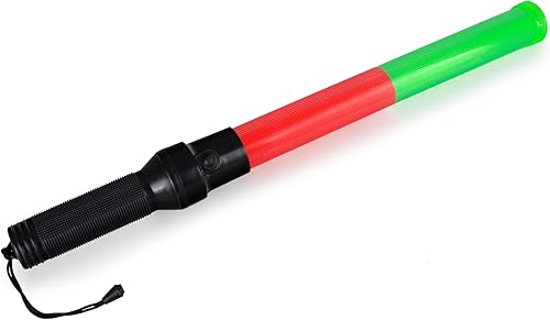 Stagecaptain ES-5422 Marshal Einweisstab - Signal-Leuchtstab mit LED-Licht - für Verkehrsregelung - 2 Farben (rot und grün) mit Dauerlicht und abwechselndem Blinken - bis zu 36 Stunden Betriebsdauer - Cheap-Us