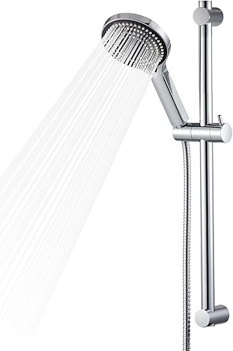 OFFO Duschstange mit Brause 70cm,Duschkopf mit Schlauch und Halterung,Duschkopf mit 6 Strahlarte, und 1,6 m Schlauch, Verstellbarem 680mm Brausestangenset, Chrom - Cheap-Us