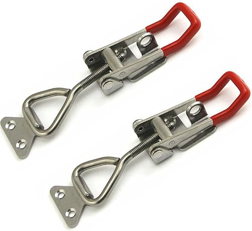 2 Stück Spannverschluss Edelstahl, Kistenverschluss Groß Kniehebelspanner Set mit Schlüsselloch Einstellbare Bordwandverschluss Hebel Verschluss für Schrank Boxen Schubladen Fenster, 150-170MM - Cheap-Us