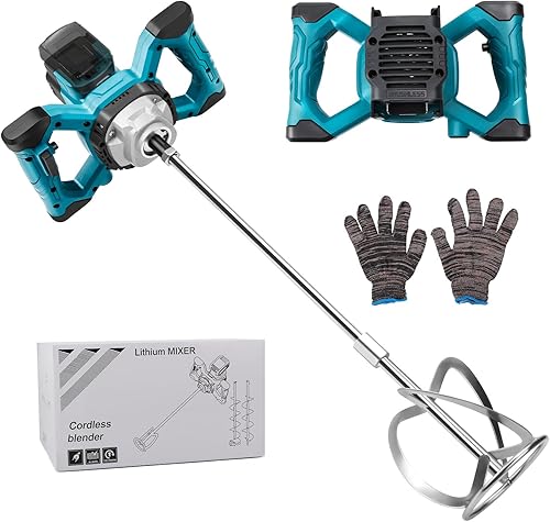 Akku Farbmörtelrührer Kompatibel mit Makita Batterie, Brushless Farb-Mörtelrührer Betonrührer Mit Rührquirl Durchmesser 10-15cm (6-Gang-Getriebe, max 680r/min, ohne Akku) - Cheap-Us