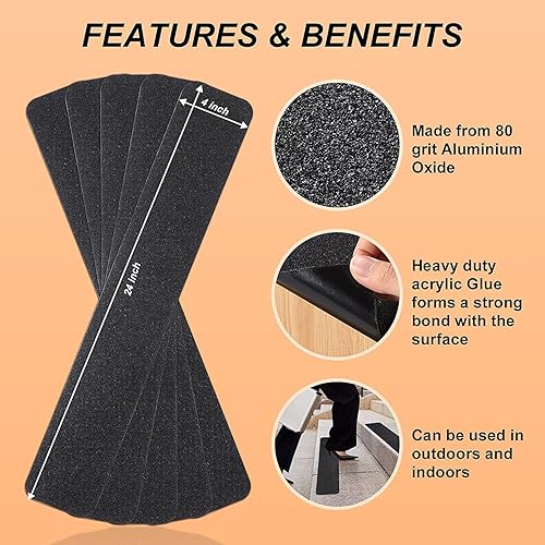 Antirutsch Klebeband Transparent, OQingluan 60cm*10cm, 15pcs, Antirutsch Treppenstufen, Rutschfestes Klebeband mit Hoher Traktionskörnung, für Drinnen und draußen, Wasserdicht, Transparent - Cheap-Us