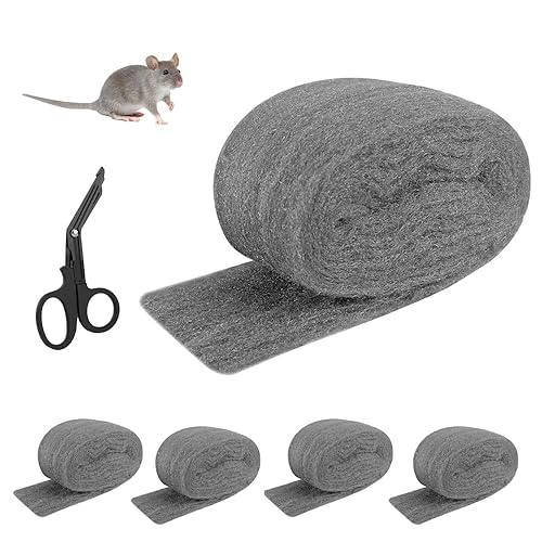 XPJBKC Stahlwolle Gegen Mäuse, 5 Stück Stahlwolle 0000, 20M Stahlwolle mit Schere, Stahlwolle Wirksam Gegen Mäuse, für Haus Garten Haus Garage Nagetiere, Reinigen und Polieren - Cheap-Us