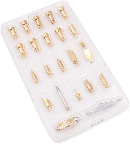 VOANZO Holzbrennstiftspitzen, Schablonen-Set, Löten, Brandmalerei, Arbeiten, Schnitzen, Prägen, Schnitzen, Eisen, Metallbrennstiftspitzen für Holzbrennwerkzeug, 23 Stück - Cheap-Us