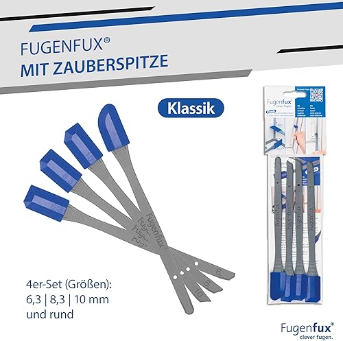 FUGENFUX® KLASSIK 4er Set – Fugenglätter | Fugenabzieher mit Revolutionärer Zauber-Spitze für Extrem Enge Stellen | 4 Spezial-Fugenköpfe | Made in Germany | Perfekt für Silicon, Acryl & Mehr - Cheap-Us