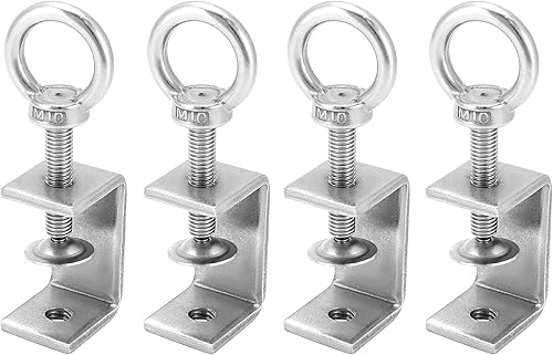 QWORK® 4 Stück 304 Edelstahl Heberinge C Klemme, Hochleistungs C Klemme, für Heimwerker Holzbearbeitung, Schweißtischlerei, Silber - Cheap-Us