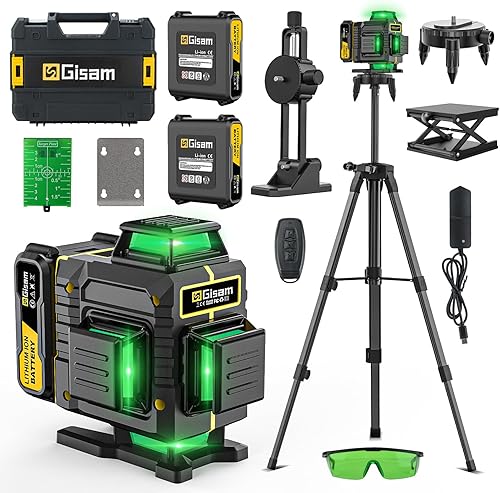 Kreuzlinienlaser mit Stativ,Multifunktionaler 4D-Laser mit 16 Linien, Fadenkreuz-Laser Wasserwaage, Bau Fadenkreuz Laser Wasserwaage,2 * 4800 Li-Ionen-Akku mit Ladeanschluss Typ C - Cheap-Us
