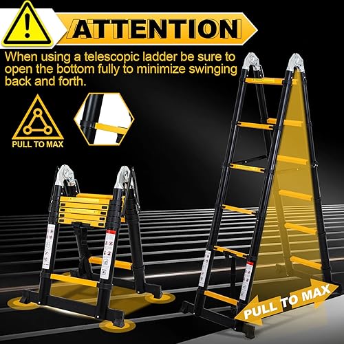 Cecaylie 3.2M Aluminium Teleskopleiter, Ausziehbar Ausziehbare Leiter mit Tragegriff,Rutschfester Mehrzweckleiter Max Belastung 150 kg Silber - Cheap-Us