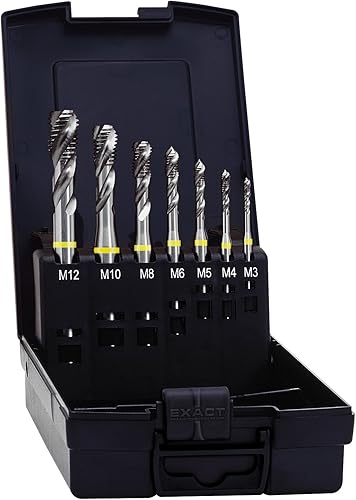 Exact 05117 Maschinengewindebohrer - Satz M3-12 in HSS-E 35° RSP 7-teilig DIN 371/376 inkl. Handbuch Gewindeschneiden - Cheap-Us