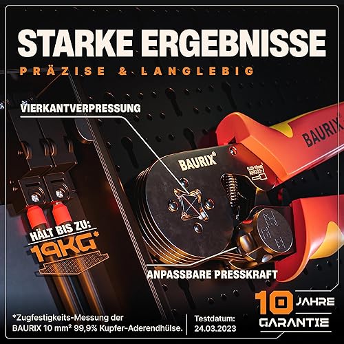 BAURIX® Crimpzange Set mit 1800 Aderendhülsen Set I Aderendhülsenzange selbsteinstellend [Für 0,25-10mm²] I Krimpzange, Crimpzangen, Crimp Zange, Presszange - Cheap-Us