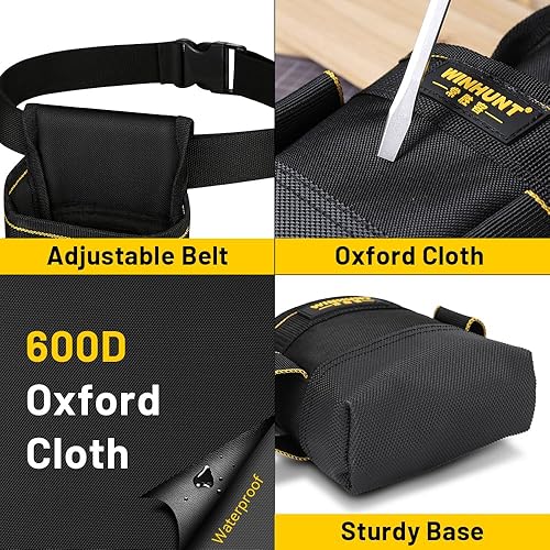 WINHUNT Werkzeugbeutel mit Gürtelschlaufe, Hammerschlaufe und Schlaufe mit Karabinerhaken Ideal für Handwerker, Elektriker, Gärtner, Werkzeuggürtel Herren Werkzeugtasche Gürtel (8 Taschen) - Cheap-Us