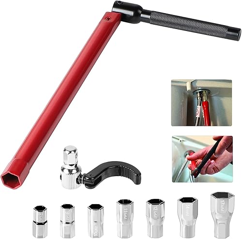Supaway 9-Tlg Standhahnmutterschlüssel Wasserhahn Montagewerkzeug Standhahnschlüssel Universalwerkzeug Schlüssel für Spültischarmatur Standhahnschlüssel Set mit 8-17mm Rohrsteck Armaturen Schlüssel - Cheap-Us