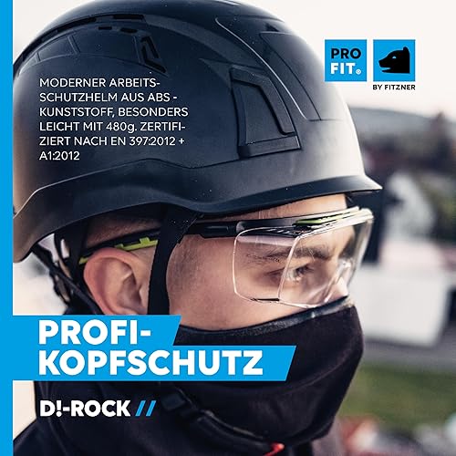 PRO FIT Arbeitsschutzhelm D!-Rock – Robuster Schutzhelm, Sicherheitshelm, Belüfteter Bauhelm, Anpassbares Kopfband & Kinnriemen, Arbeitshelm - Cheap-Us