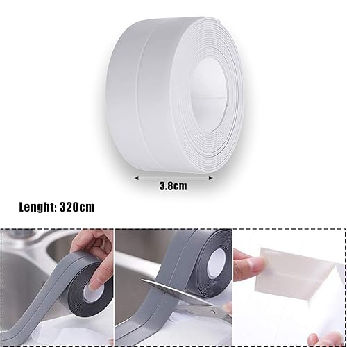 2-teiliges Set Selbstklebende Dichtband, Dichtband Selbstklebend Waterdichte Tape, Wasserdichtes klebeband, dichtungsband selbstklebend, Fugendichtungsband für Küche, Toilette, Badewanne,Lücke grau… - Cheap-Us