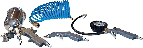 Güde 84092 Druckluft-Set 4-tlg. Metall (Kompressoren-Zubehör, max. Arbeitsdruck 10 bar, 1/4' Anschlussgewinde) - Cheap-Us
