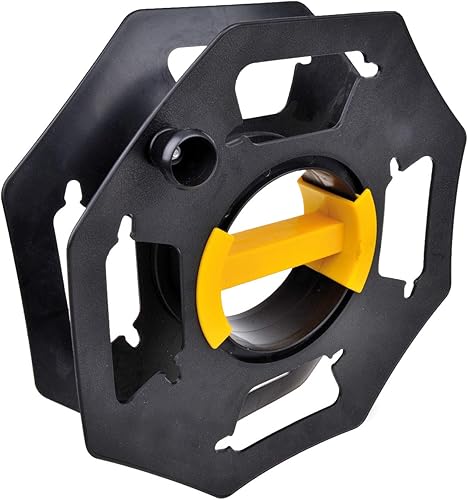 cartrend Caravan Handkabeltrommel, Kabeltrommel leer, für Camping und Haushalt, bis zu 25 m Kabel, Kunststoff, schwarz-gelb - Cheap-Us