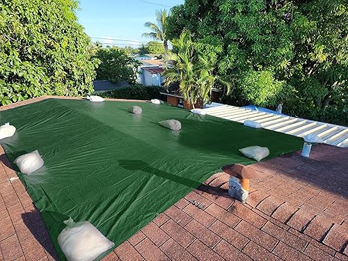 HanjetHJ Wasserdichter Tarp 140g/m² recycelbarer, grüner, starker Polyester Planen, als Außen Zeltdach, für Haus, Boote, Autos, Camping, Schutzabdeckung (3 x 6 m) - Cheap-Us
