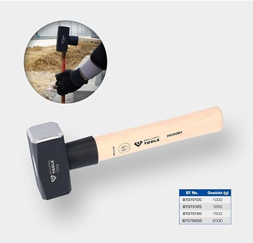 BRILLIANT TOOLS BT075200 Fäustel mit Hickory-Stiel, 2000 g [Powered by KS TOOLS] - Cheap-Us