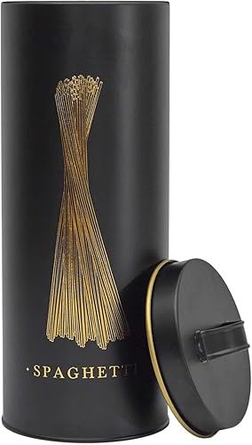 COOK CONCEPT, BT6814, Elegant Metal Box for Spaghetti, modern Design, optimal Protection Against Humidity, Easy to clean, Generous Capacity, airtight, Black and Gold, 1.5L - Cheap-Us