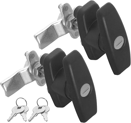 2 Stück T-Griff-Schloss Kit zur Hintere Befestigung, Werkzeugkasten Garagentorschloss mit Zylinderschlüsseln, für Wohnwagen, Marine, Boot, Garagentor, Vordach, Wohnmobil Schwarz - Cheap-Us